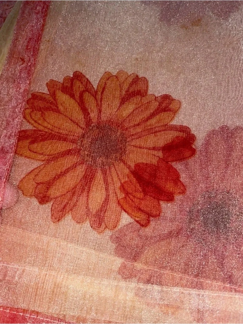 Bodrum Placemats Set of 12 Sheer Dahlia Orange Yellow Floral 14